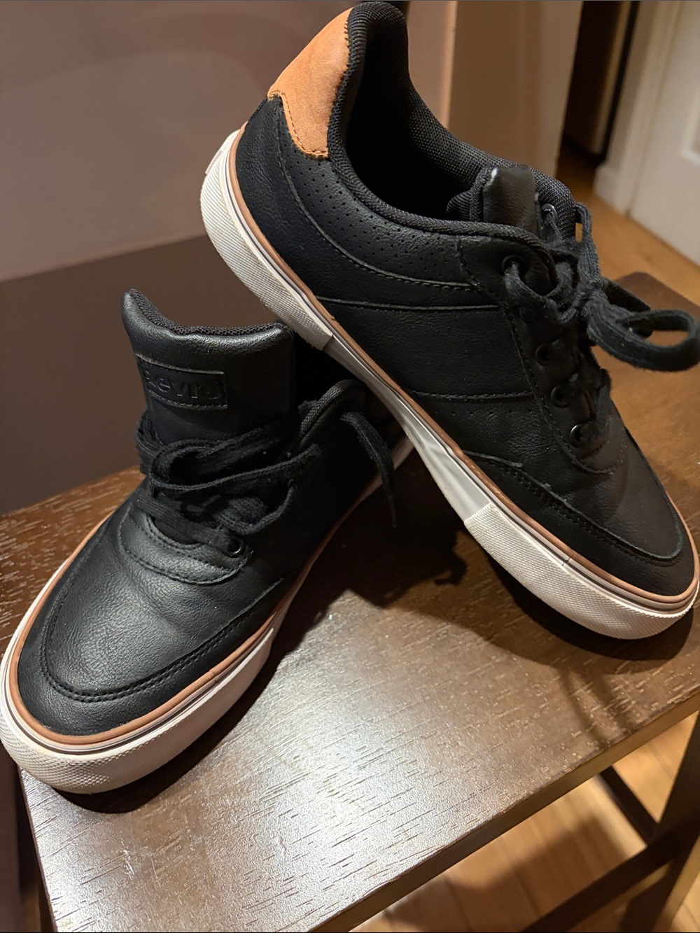 Levi's Black Sneakers with Brown Trim